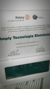 Certificado da empresa Imply Tecnologia Eletrônica.