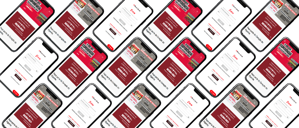 Banner com vários celulares com conteúdos diferentes em cada celular.