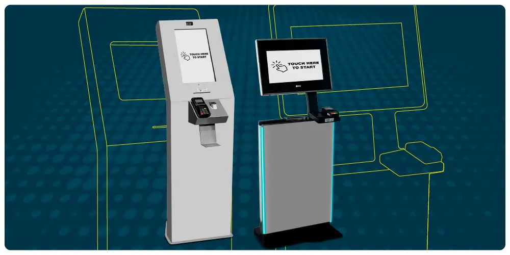 Dois totens de autoatendimento diferentes